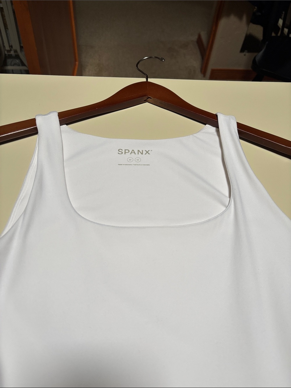SPANX White Square Neck Tank Top